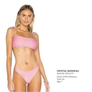 Amuse Society Crystal Bandeau Pink Hibiscus Bikini Top, XS